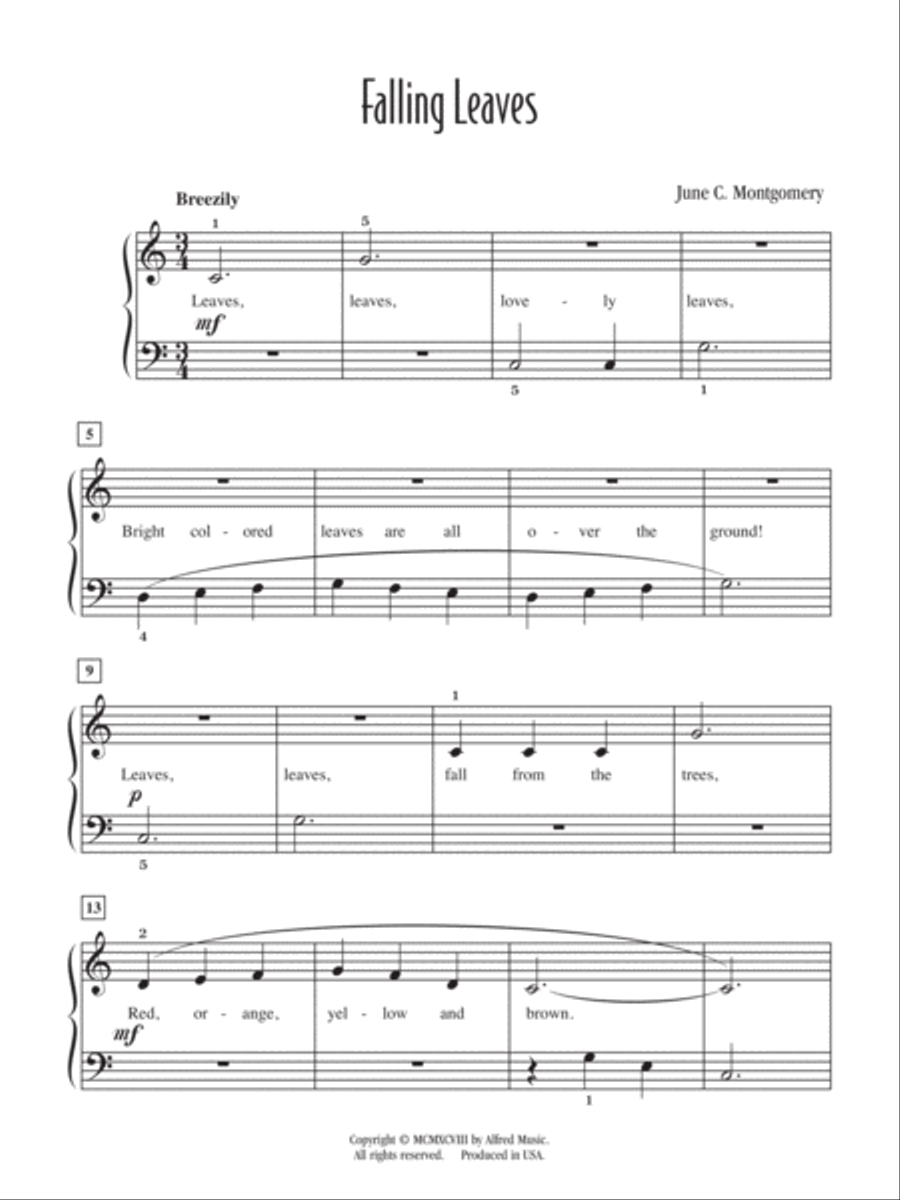 Falling Leaves Easy Piano scores gallery preview page 2
