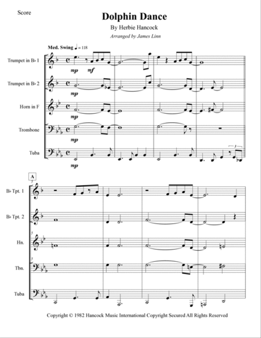 Dolphin Dance Dolphin Dance Brass Quintet scores gallery preview page 6