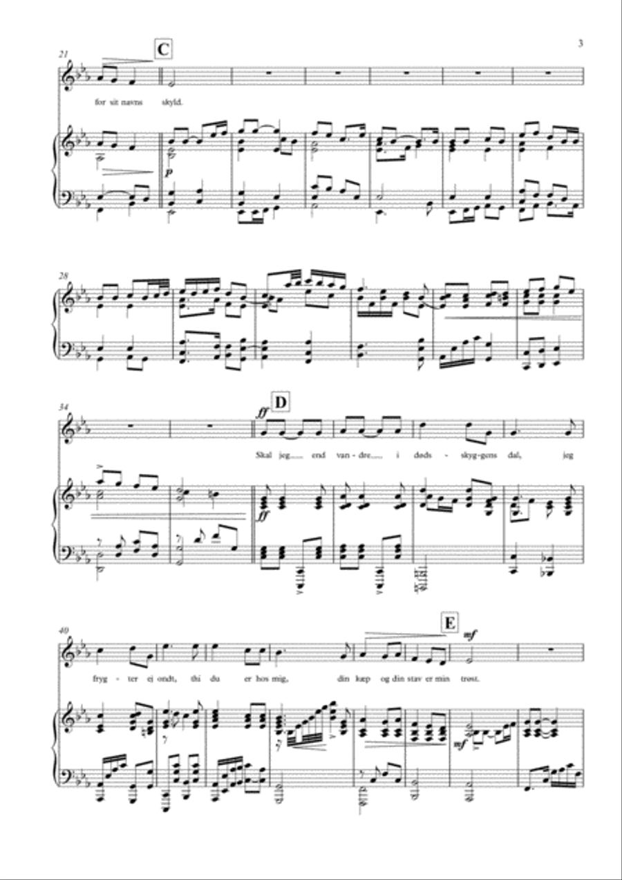Herren er min hyrde (dyb stemme + klaver) Voice scores gallery preview page 3