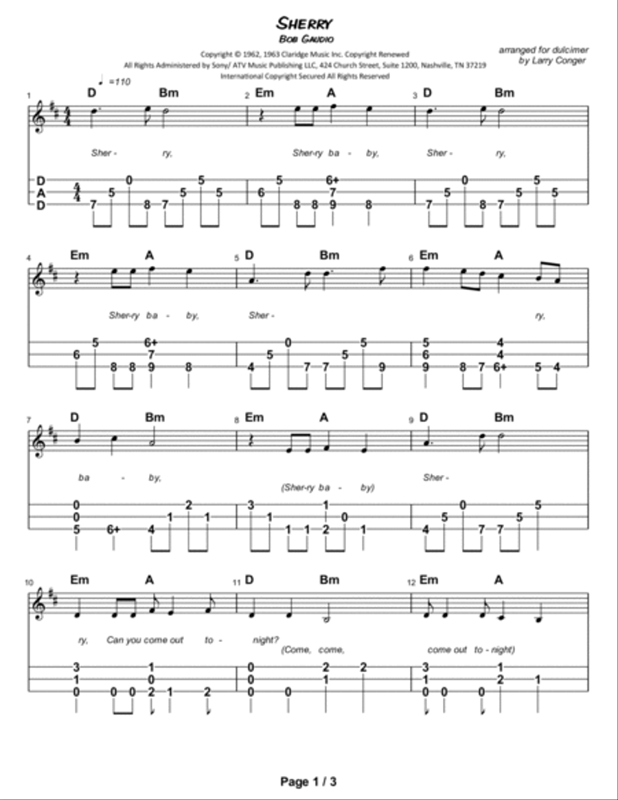 Sherry Sherry Dulcimer scores gallery preview page 2