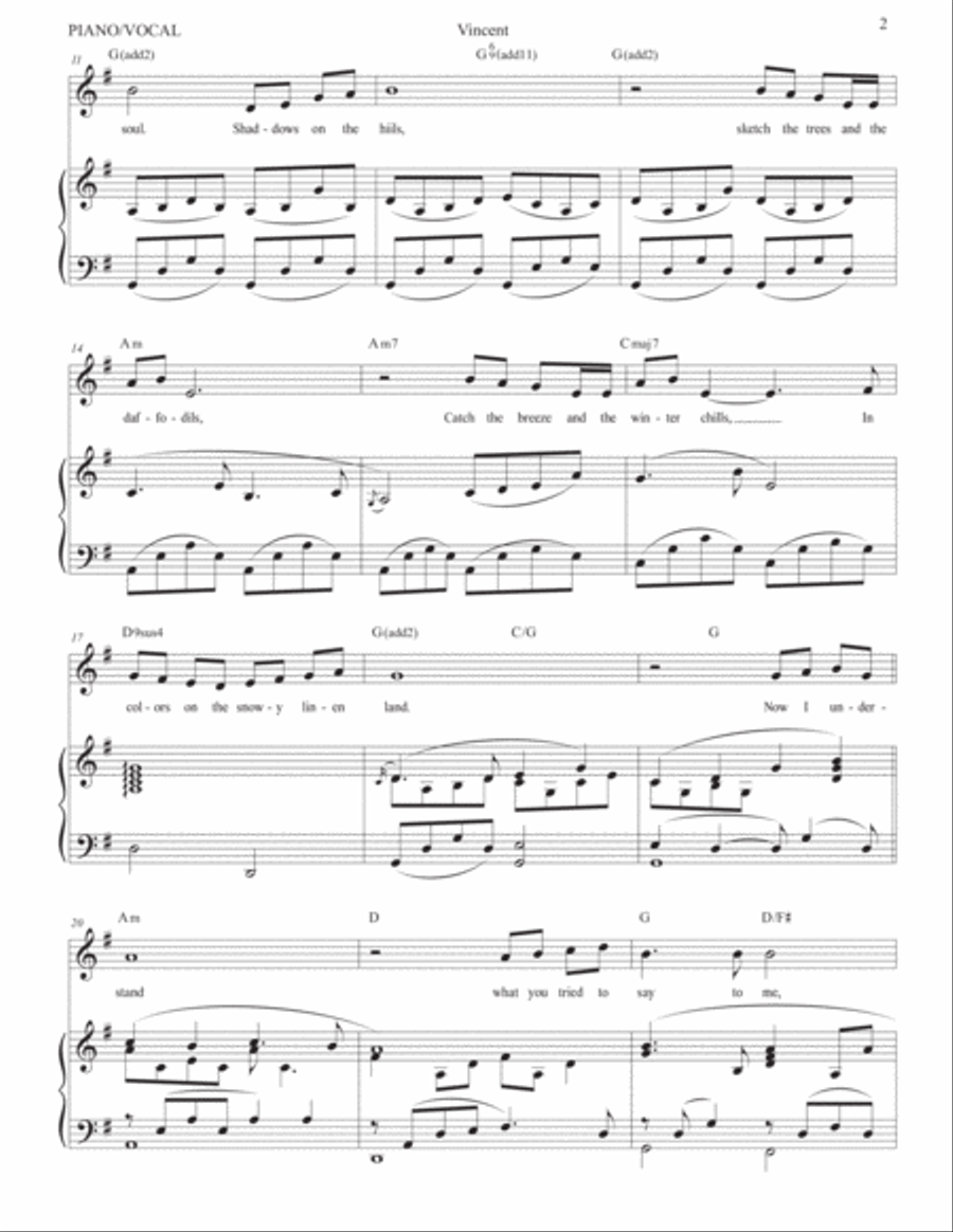 Vincent (Starry Starry Night) Voice Solo scores gallery preview page 3