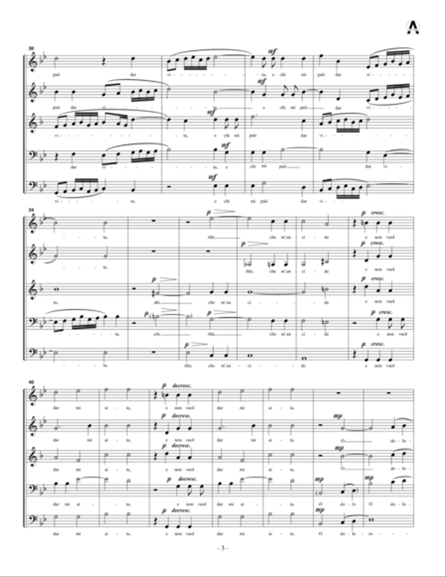 Moro lasso al mio duolo (for brass quintet) Brass Quintet scores gallery preview page 5