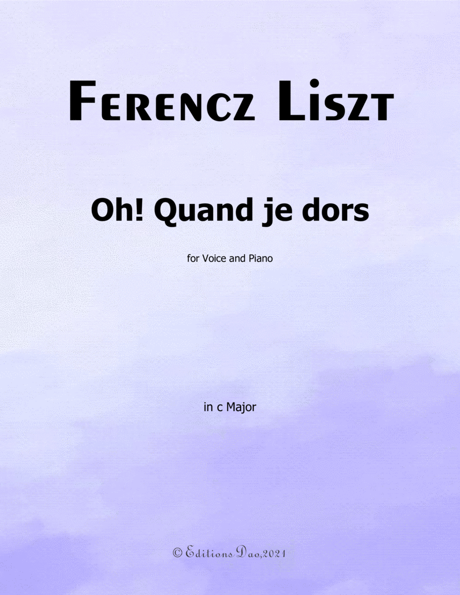 Oh! Quand je dors, by Liszt, in C Major Voice scores gallery preview page 1