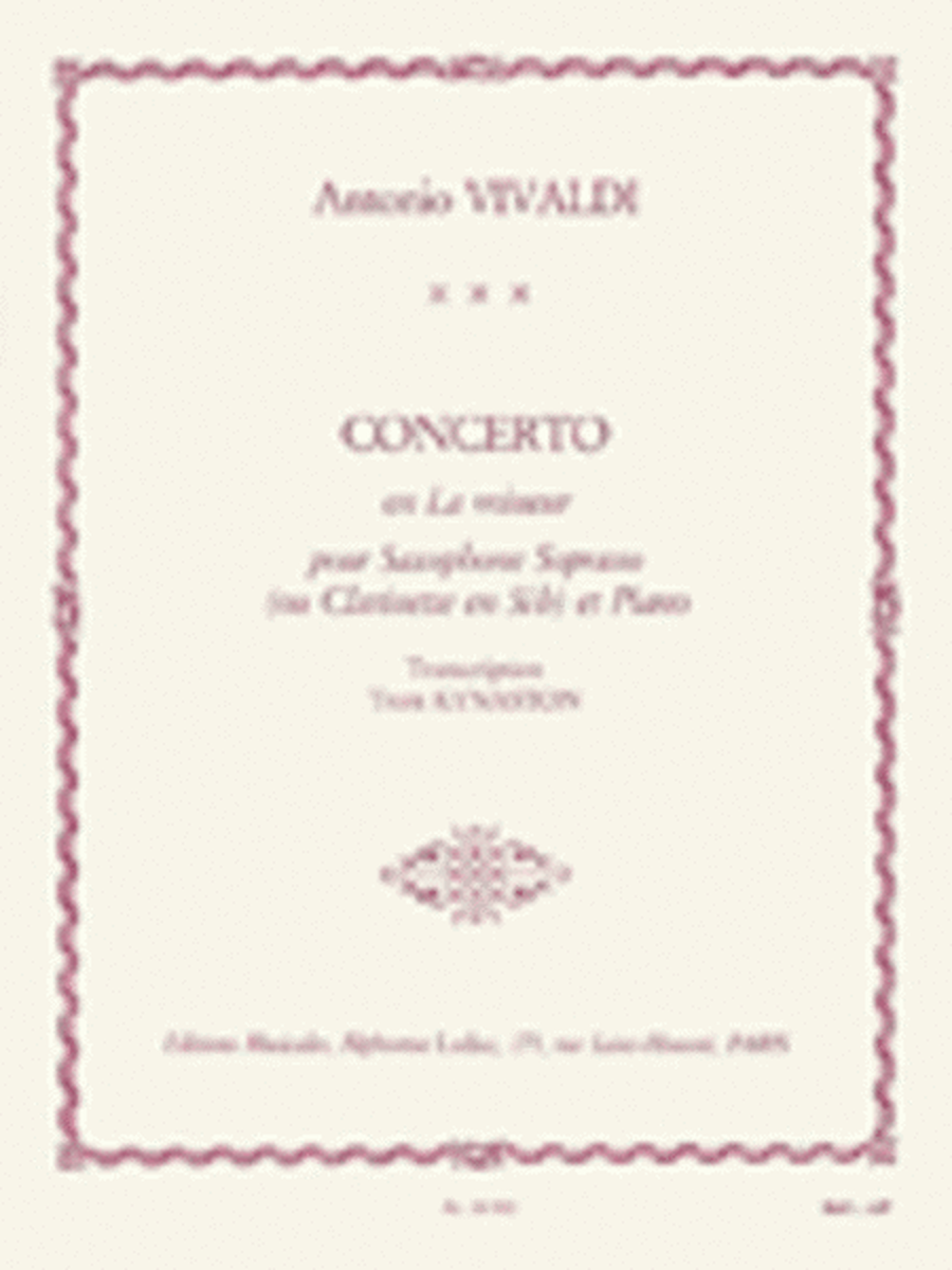 Concerto Fvii/5 Rv461 In A Minor (b Flat Saxophone)
