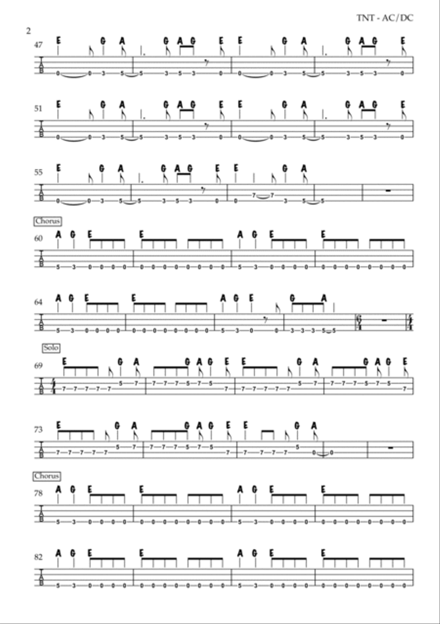 T.n.t. Guitar Tablature scores gallery preview page 2