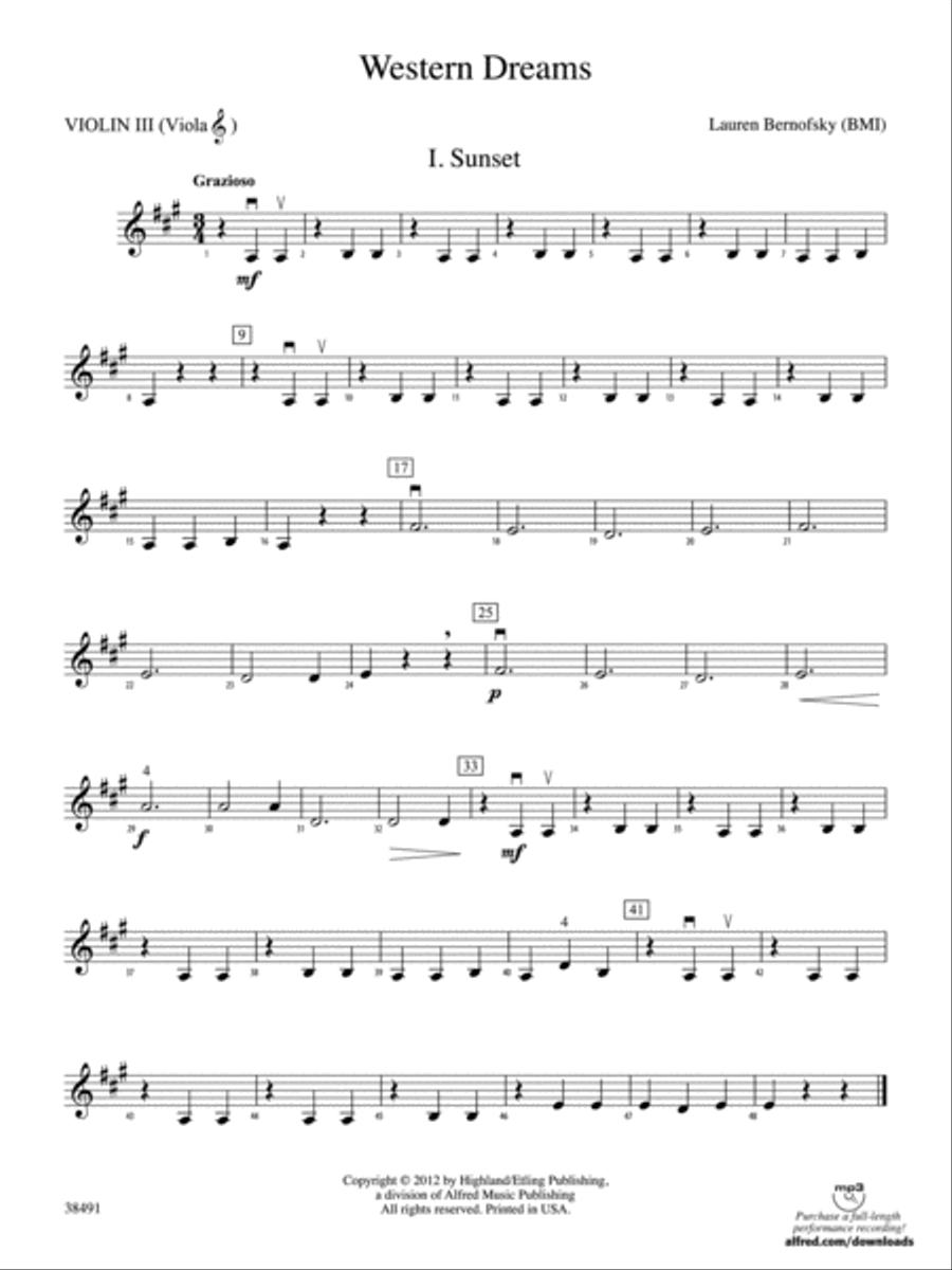 Western Dreams: 3rd Violin (Viola [TC]) String Orchestra scores gallery preview page 1