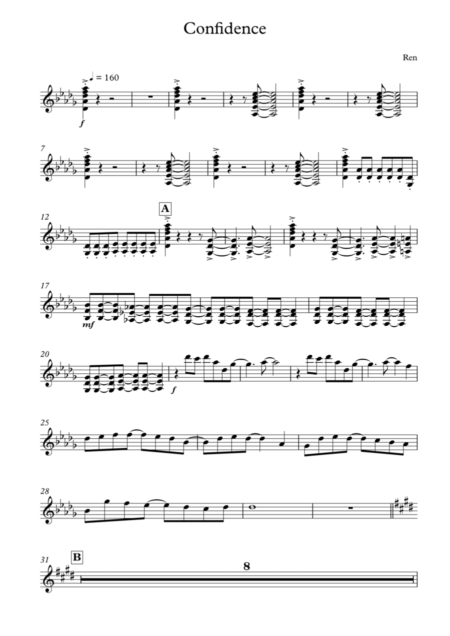 Confidence (Guitar Section) Guitar Solo scores gallery preview page 1