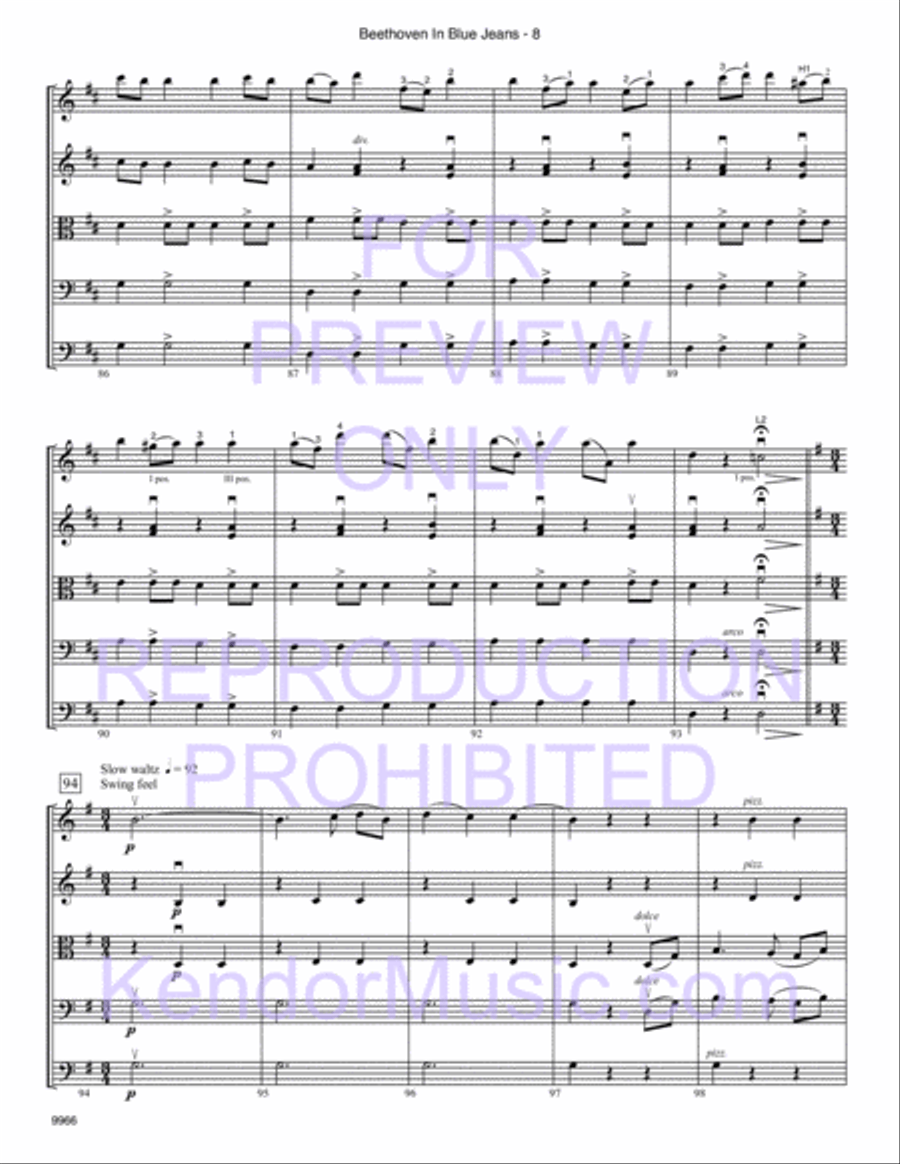 Beethoven In Blue Jeans String Orchestra scores gallery preview page 10