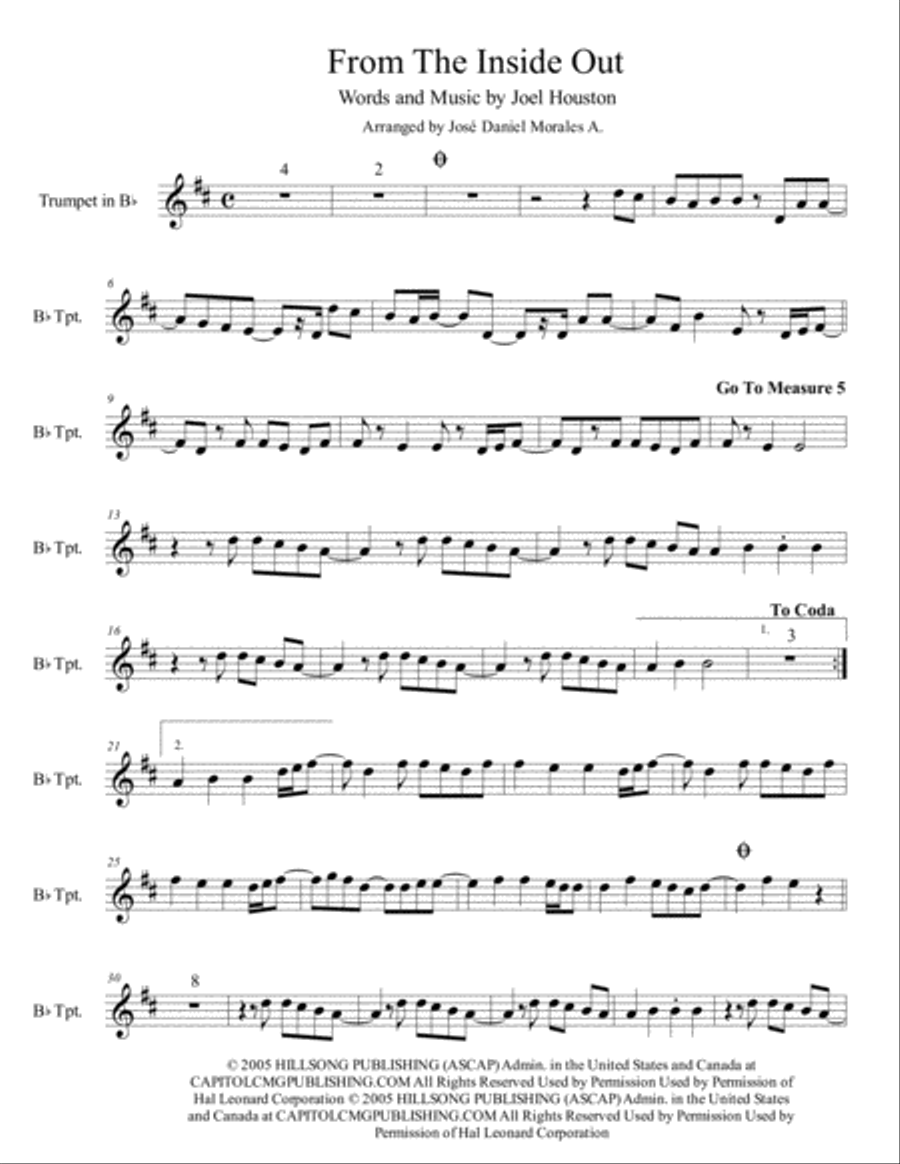 From The Inside Out Trumpet Solo scores gallery preview page 1