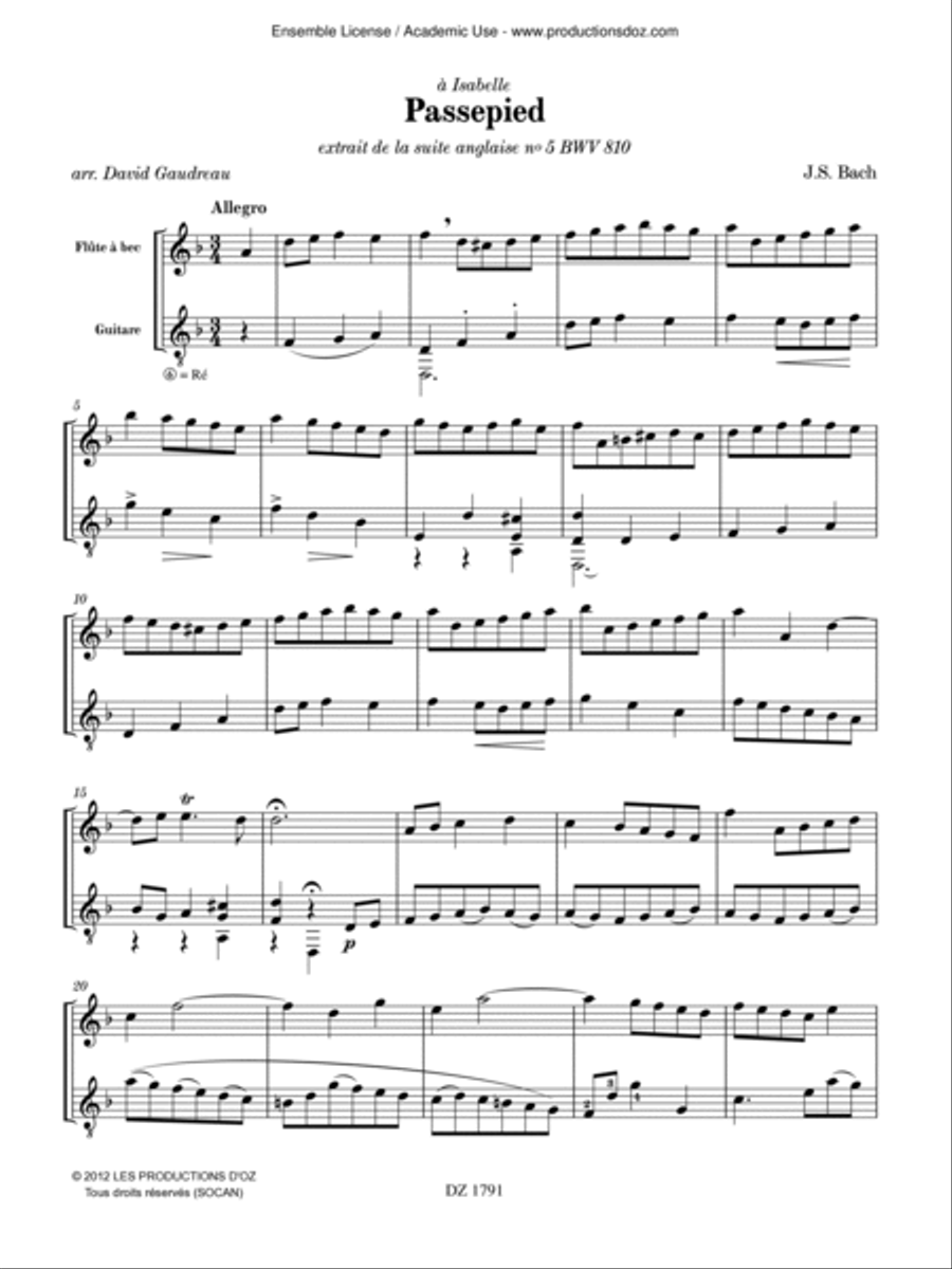 Passepied Passepied Recorder scores gallery preview page 2