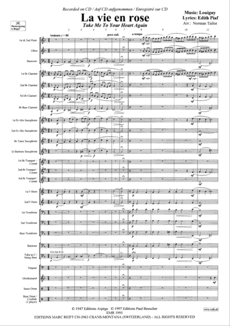 La Vie en Rose Concert Band scores gallery preview page 4