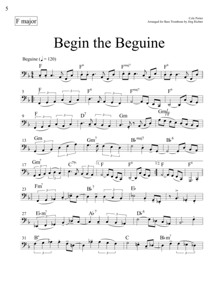Bass Trombone Practice on the theme of Begin The Beguine by Cole Porter (US Version) image number null