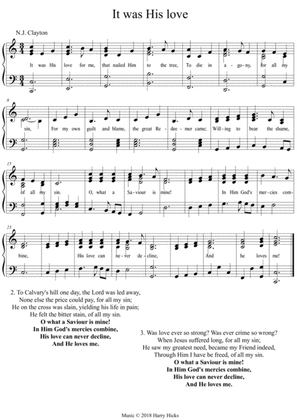 It was His love for me. A new tune to a wonderful old hymn.