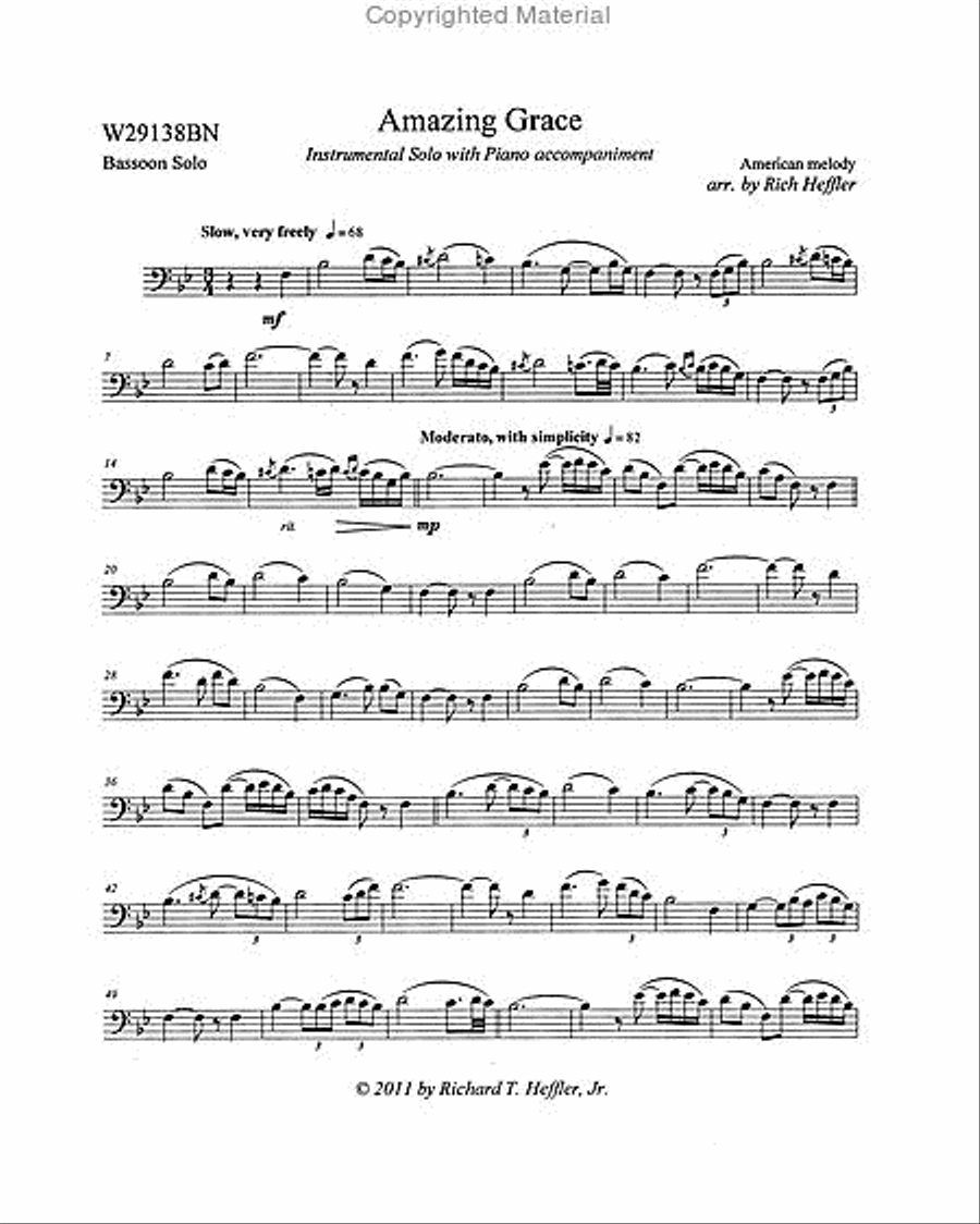 Amazing Grace Bassoon Solo scores gallery preview page 2