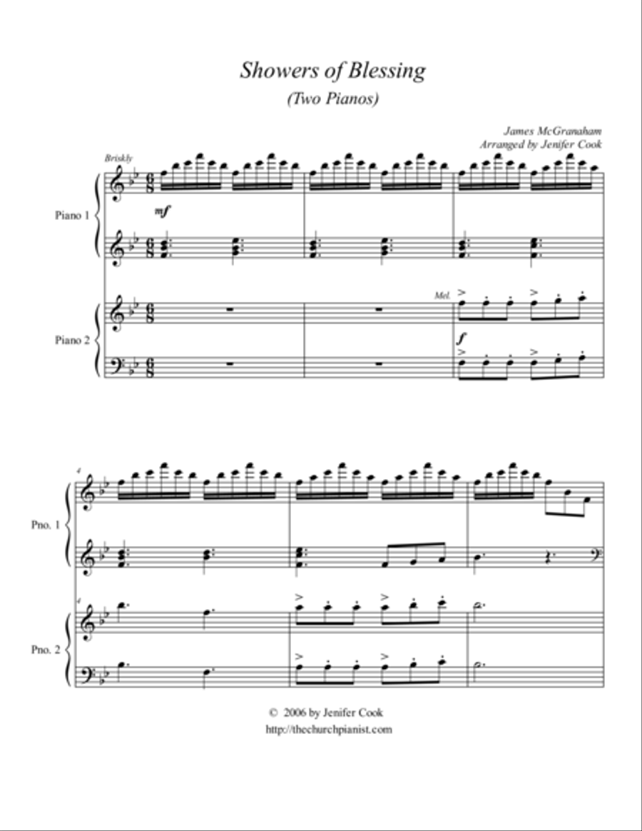 Showers of Blessing 2 Pianos, 4-Hands scores gallery preview page 1