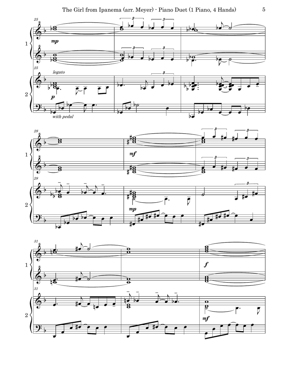 The Girl From Ipanema (garôta De Ipanema) 1 Piano, 4-Hands scores gallery preview page 5