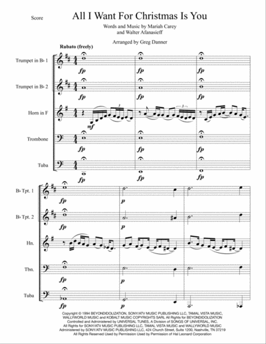 All I Want For Christmas Is You All I Want For Christmas Is You Brass Quintet scores gallery preview page 1