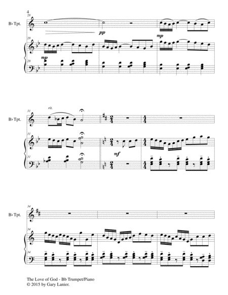 THE LOVE OF GOD (Duet – Bb Trumpet and Piano/Score and Parts) image number null