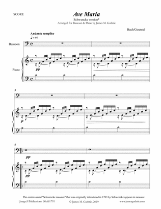 Bach-Gounod: Ave Maria, Schwencke version for Bassoon & Piano