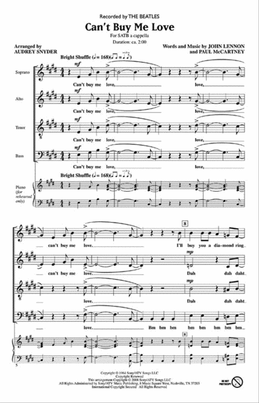 Can't Buy Me Love Can't Buy Me Love 4-Part scores gallery preview page 2