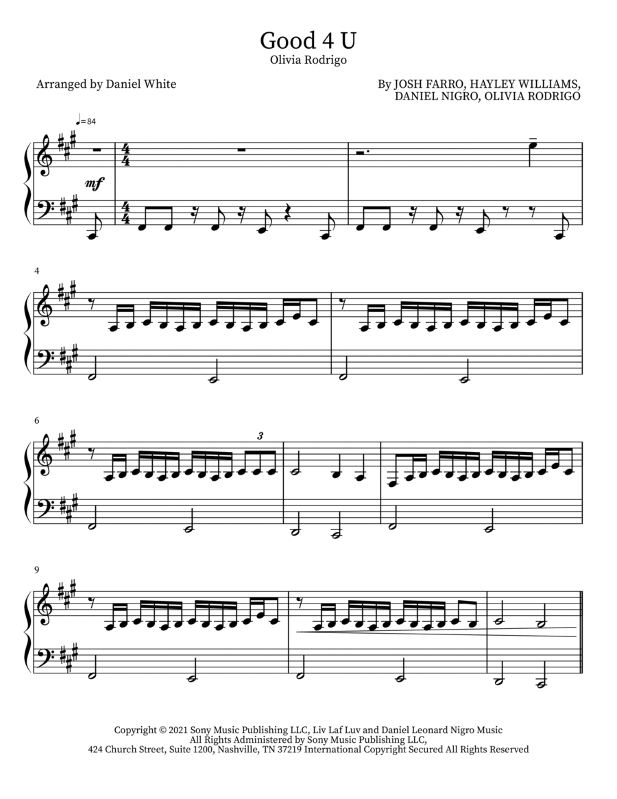 Good 4 U Good 4 U Easy Piano scores gallery preview page 1