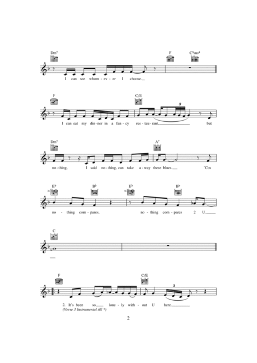 Nothing Compares 2 U Piano scores gallery preview page 2