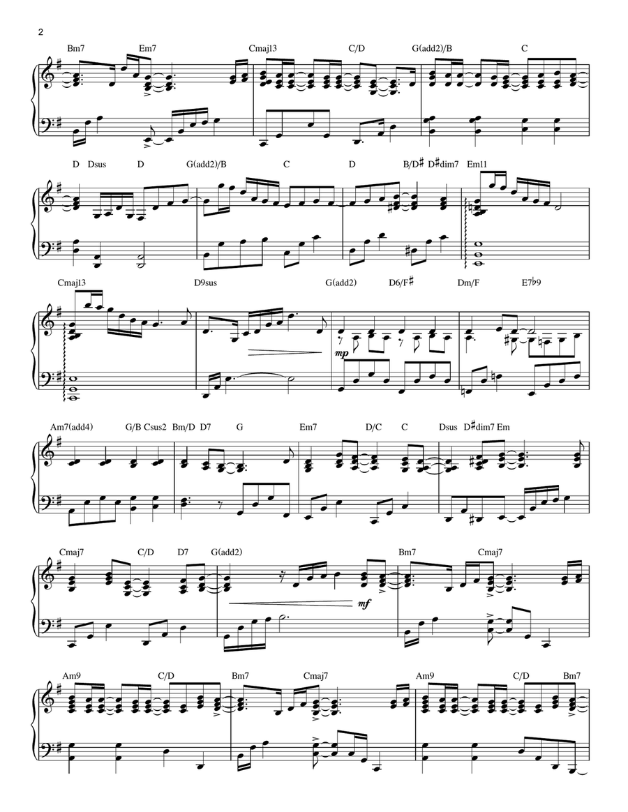 Your Name (arr. Mark Hayes) Piano Solo scores gallery preview page 2