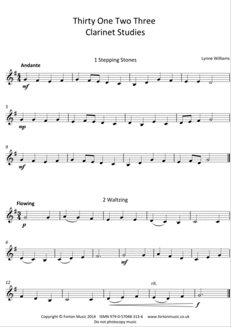 Thirty One Two Three Clarinet Studies Clarinet scores gallery preview page 2