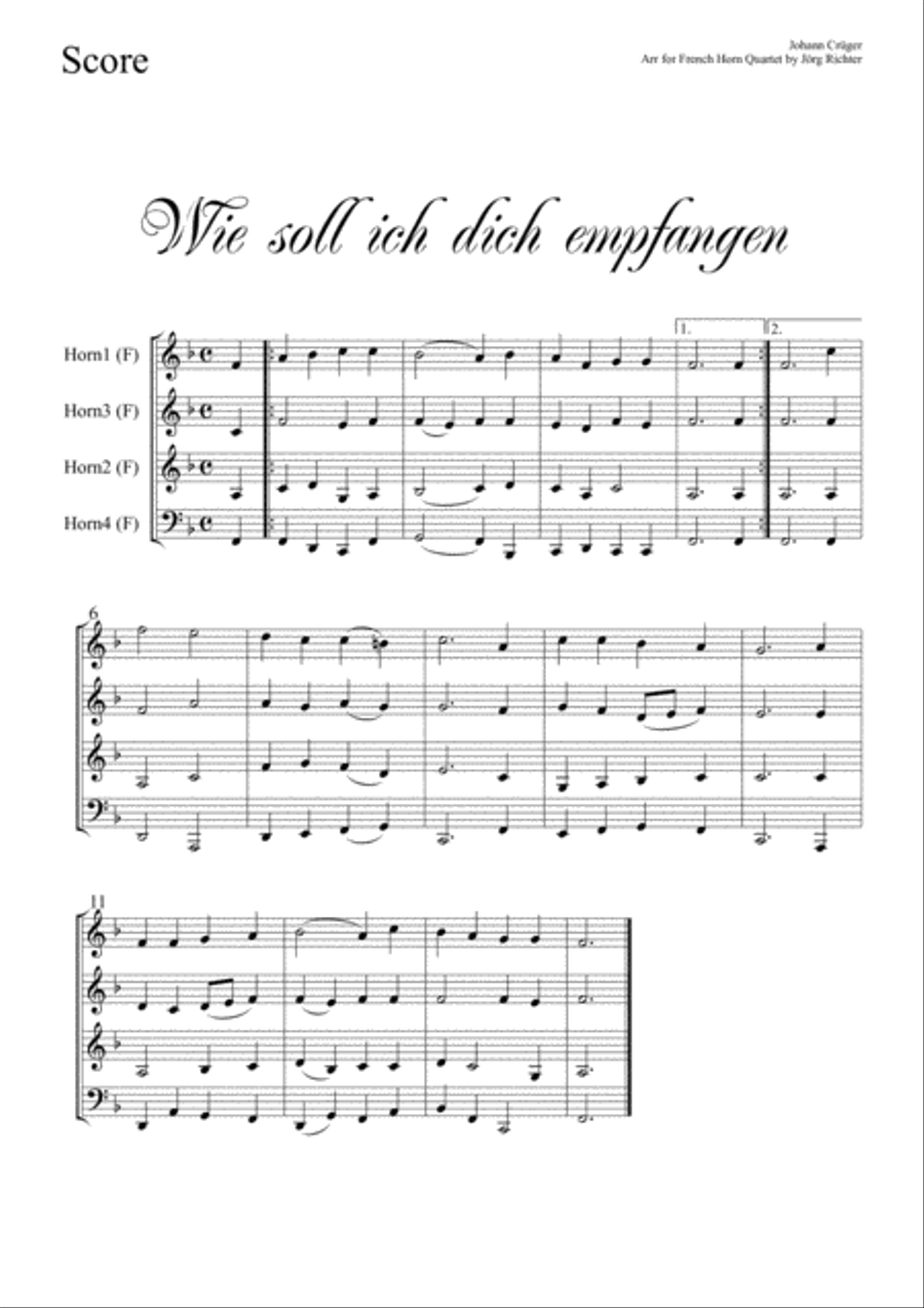 Ah! Lord, how shall I meet Thee (Wie soll ich dich empfangen) for French Horn Quartet Brass Quartet scores gallery preview page 2