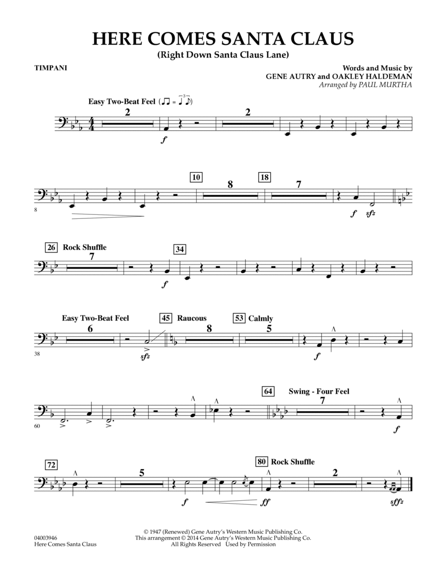 Here Comes Santa Claus (Right Down Santa Claus Lane) - Timpani Concert Band scores gallery preview page 1