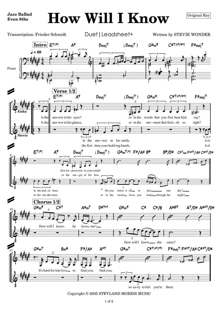 How Will I Know Piano scores gallery preview page 1