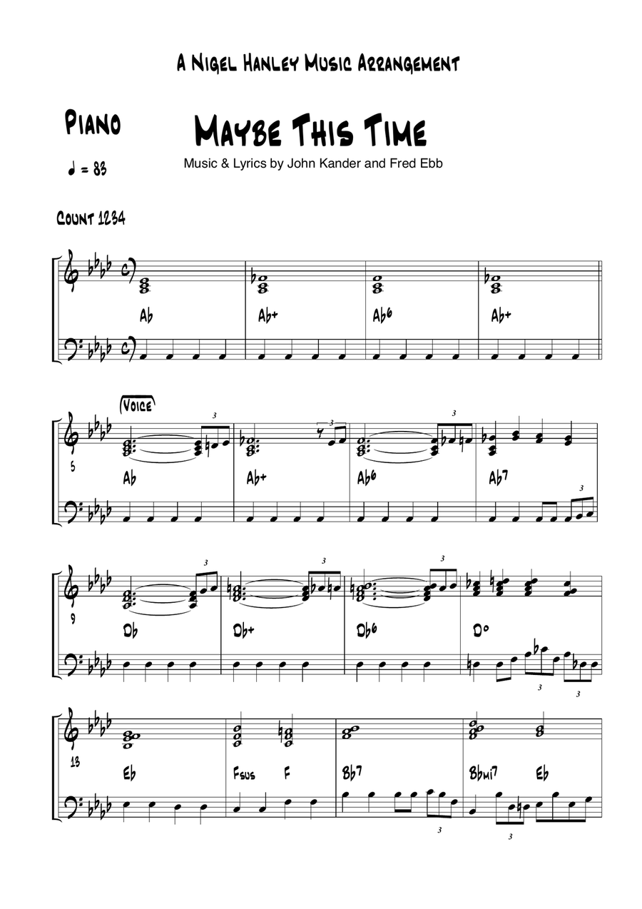 Maybe This Time Jazz Ensemble scores gallery preview page 1