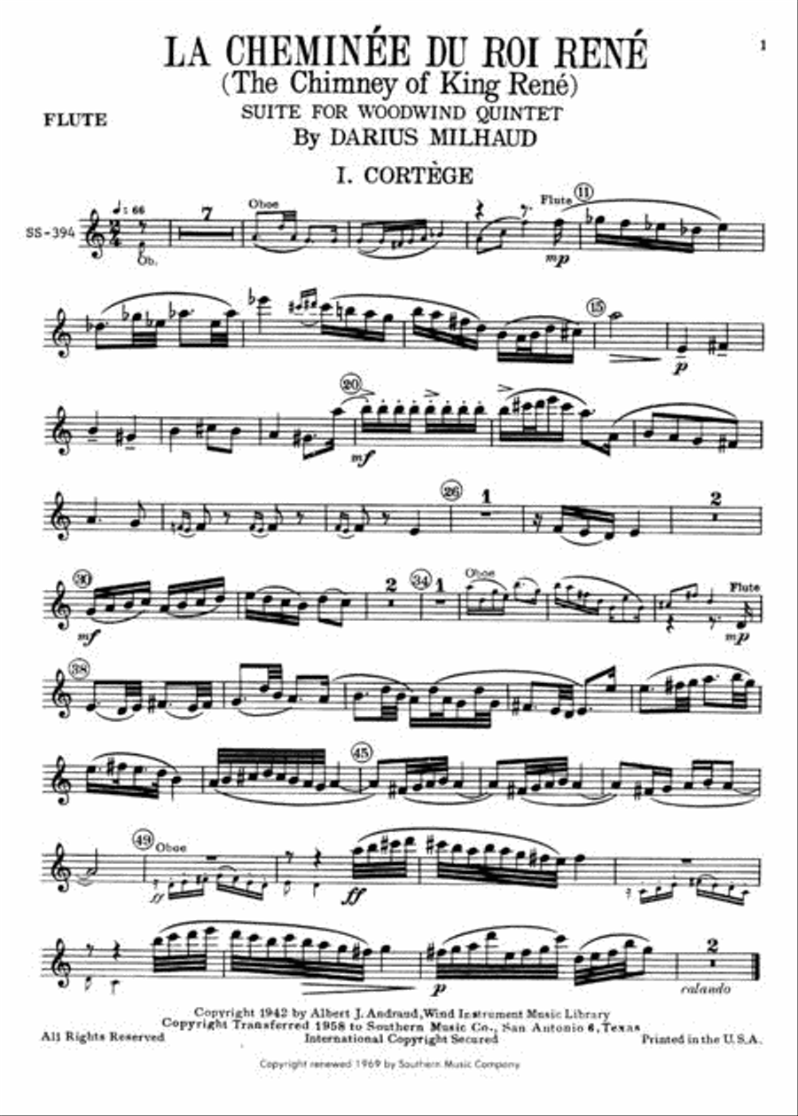 Chimney of King Rene (La Cheminee Du Roi Rene) Woodwind Quintet scores gallery preview page 3