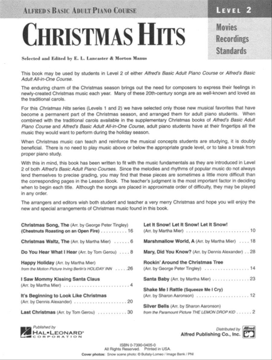 Alfred's Basic Adult Piano Course Christmas Hits, Book 2 Voice scores gallery preview page 2