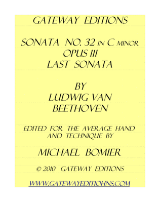 Book cover for Sonata in C minor Op. 111 Final Sonata NEW SETTING !