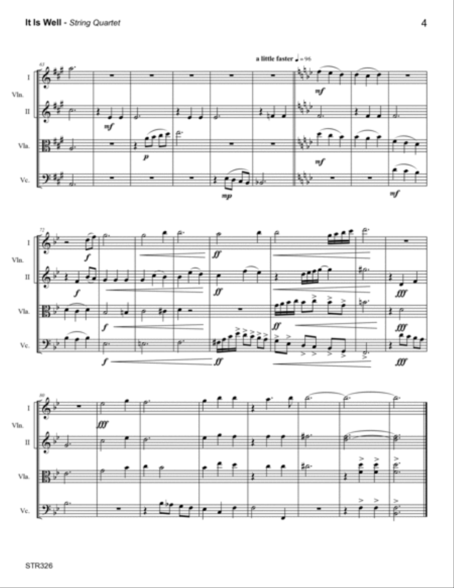 IT IS WELL WITH MY SOUL - String Quartet with optional Piano Accompaniment String Quartet scores gallery preview page 4