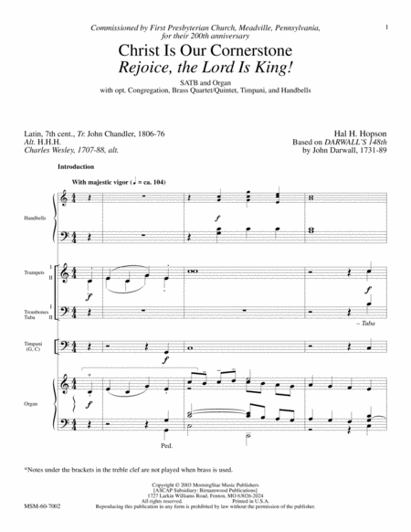 Christ Is Our Cornerstone Rejoice, the Lord Is King (Full Score) image number null