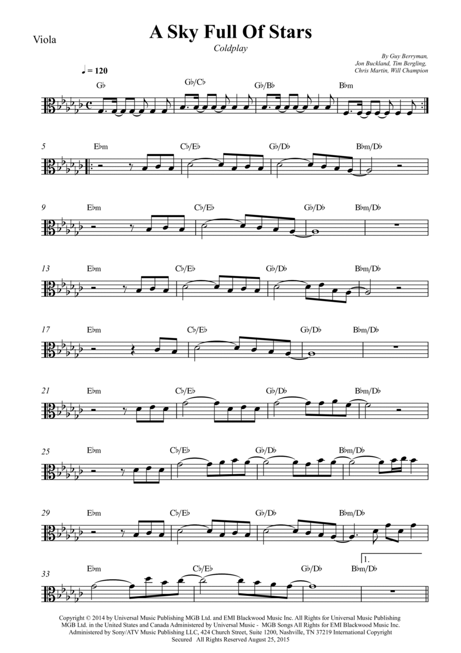 A Sky Full Of Stars Small Ensemble scores gallery preview page 1