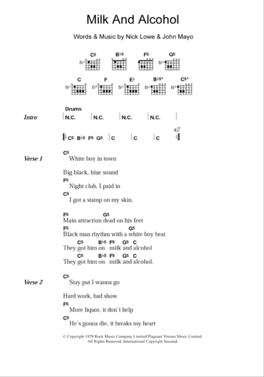 Milk And Alcohol Electric Guitar scores gallery preview page 1