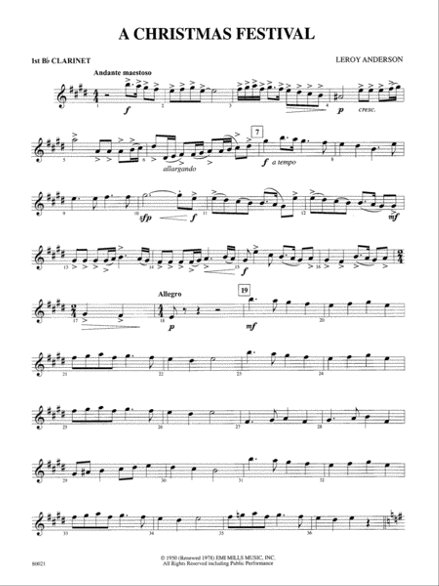 A Christmas Festival: 1st B-flat Clarinet Full Orchestra scores gallery preview page 1