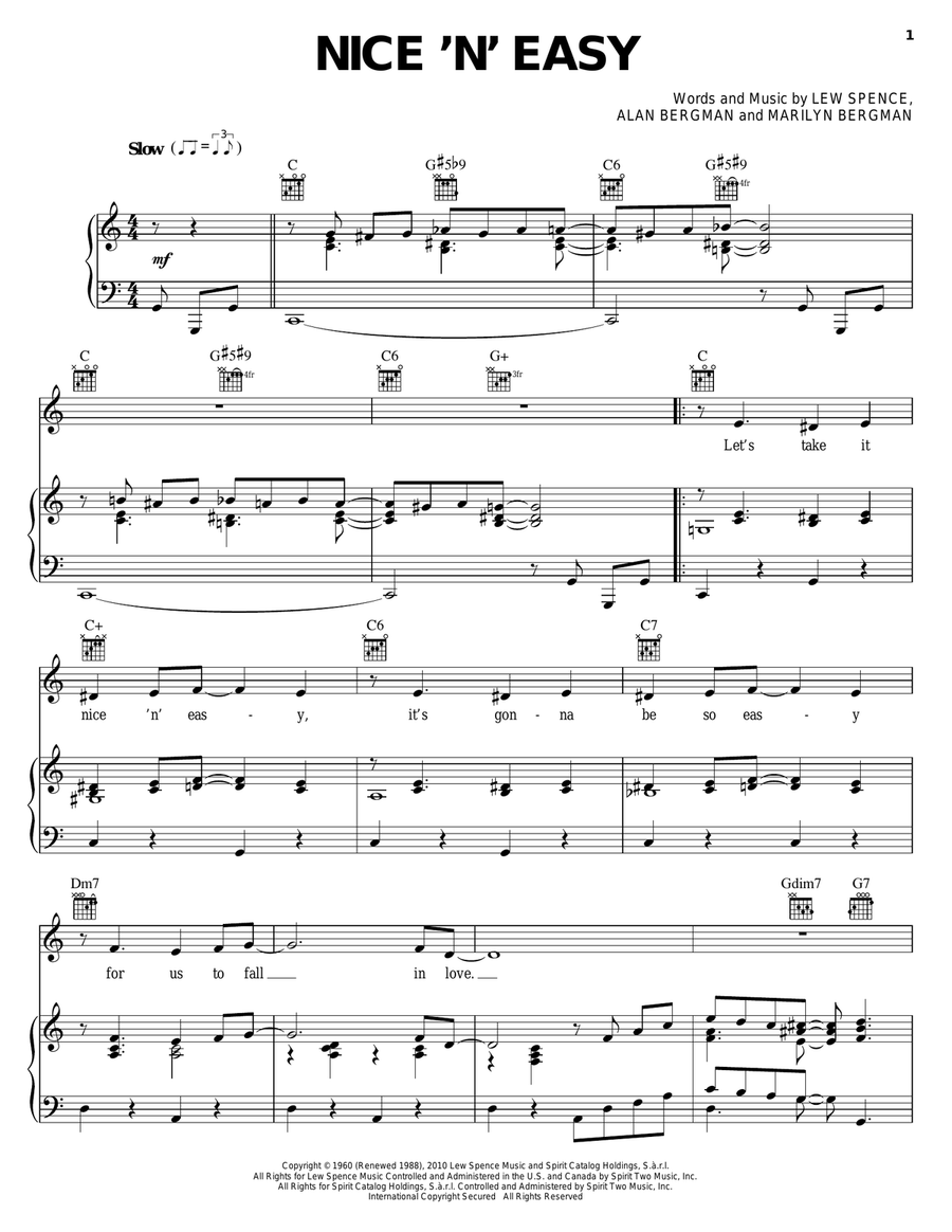 Nice 'n' Easy Piano, Vocal, Guitar scores gallery preview page 1