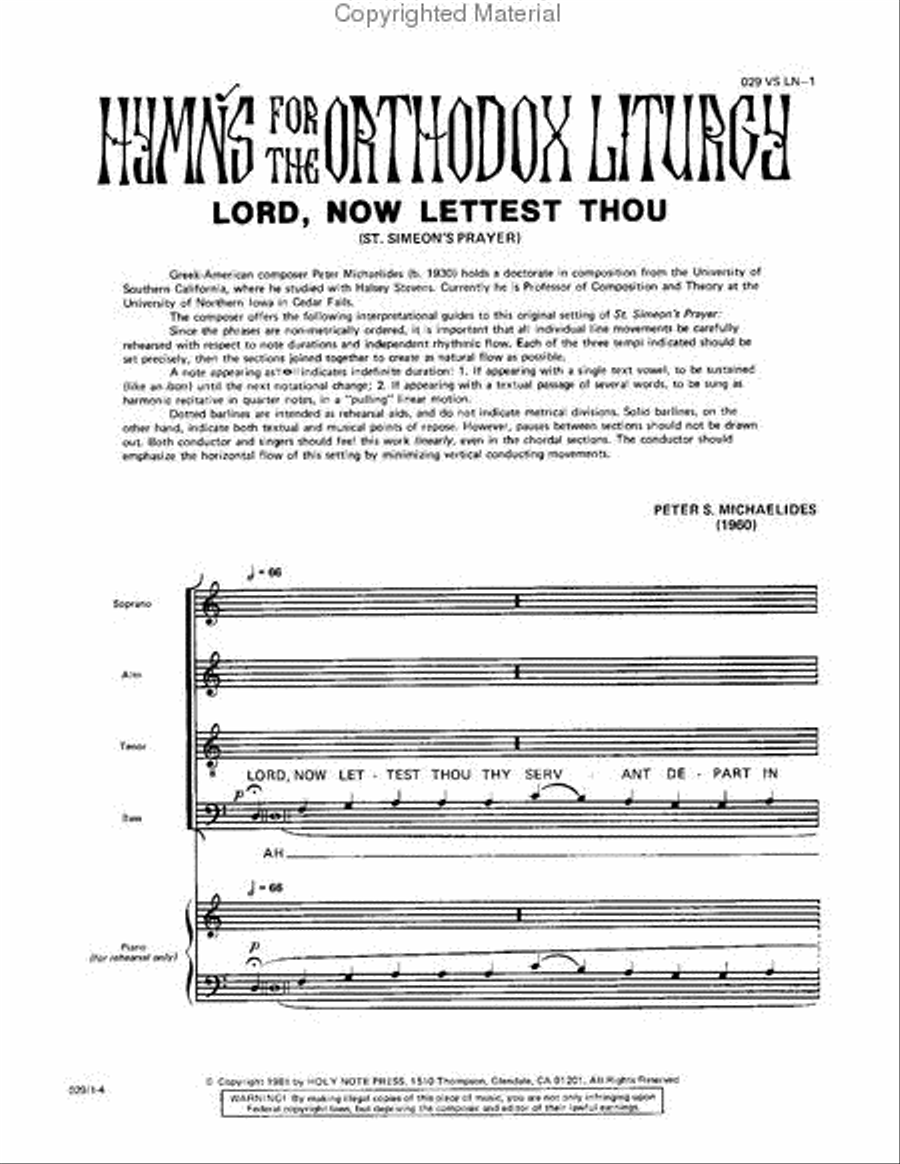 Lord, Now Lettest Thou (Nunc dimittis) 4-Part scores gallery preview page 2