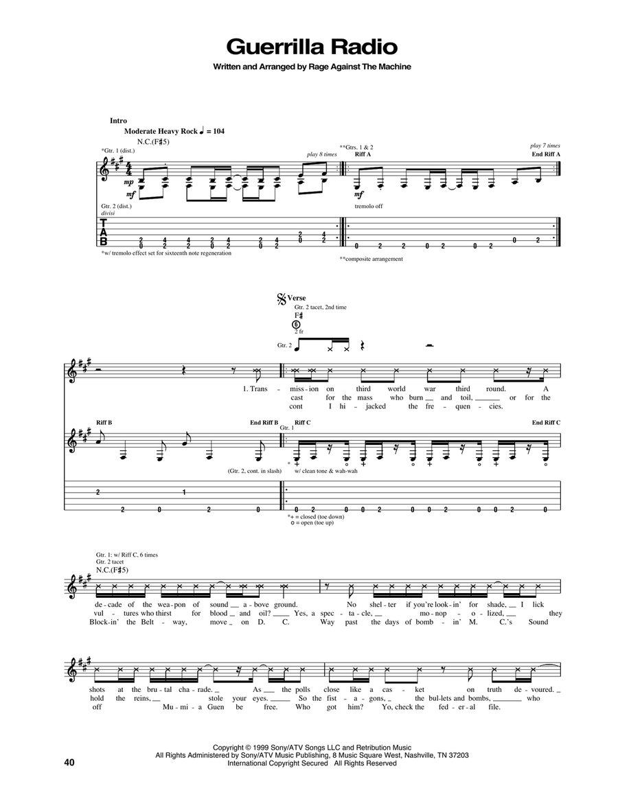 Guerrilla Radio Guerrilla Radio Acoustic Guitar scores gallery preview page 1