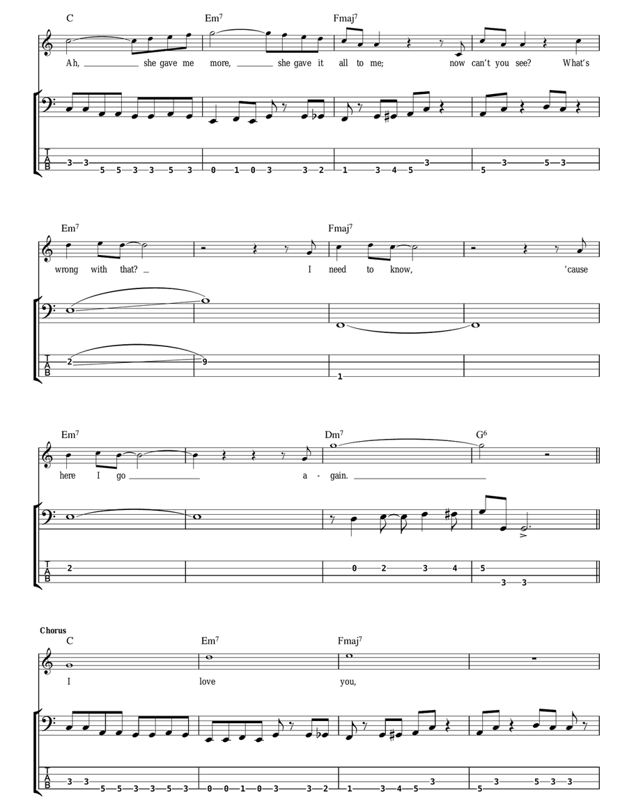 Silly Love Songs Bass Guitar Tablature scores gallery preview page 4