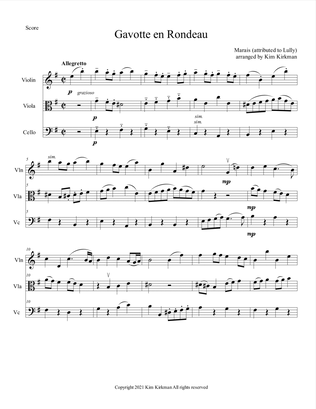 Gavotte en rondeau Marais (Lully) for violin, viola and cello