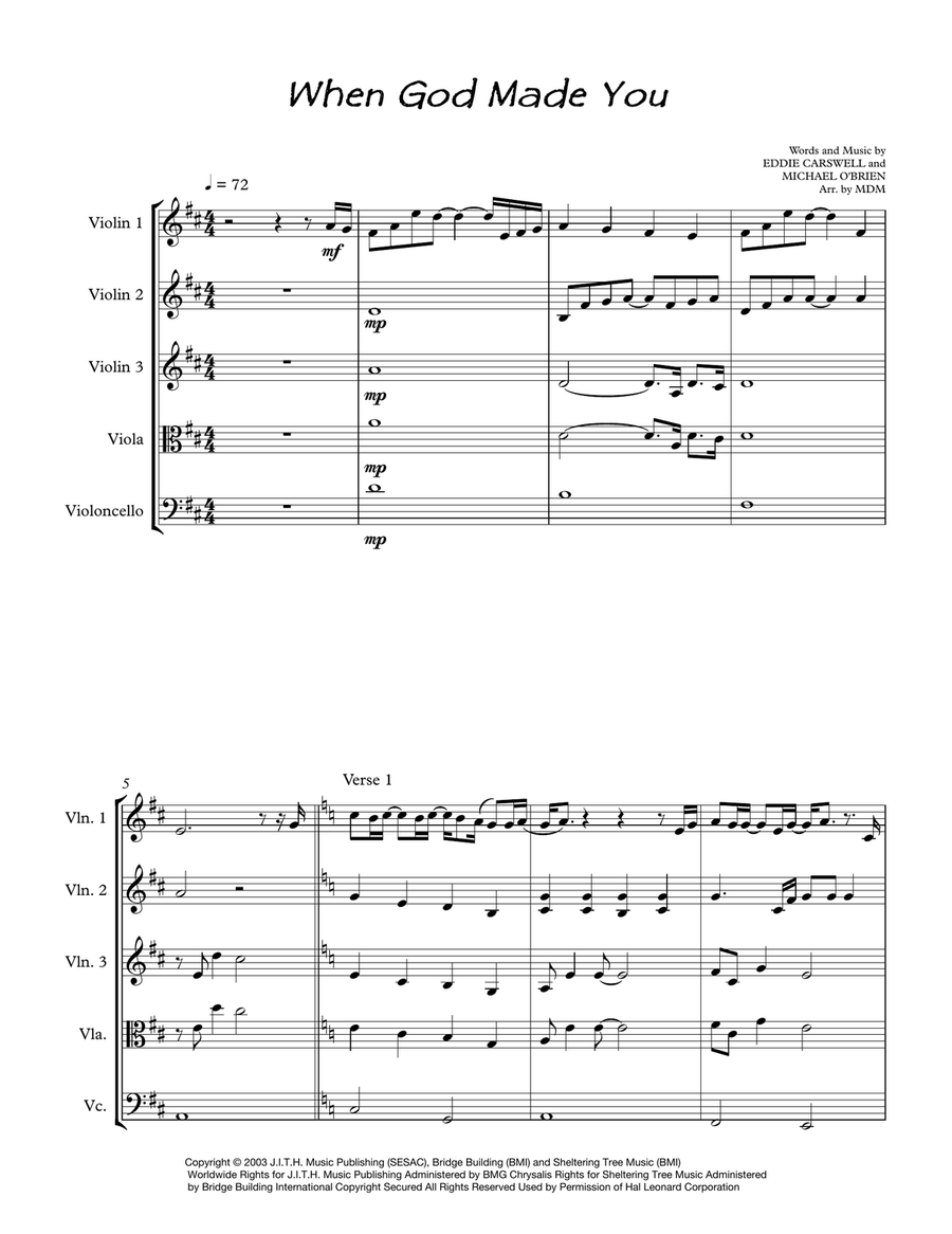 When God Made You When God Made You String Quartet scores gallery preview page 1