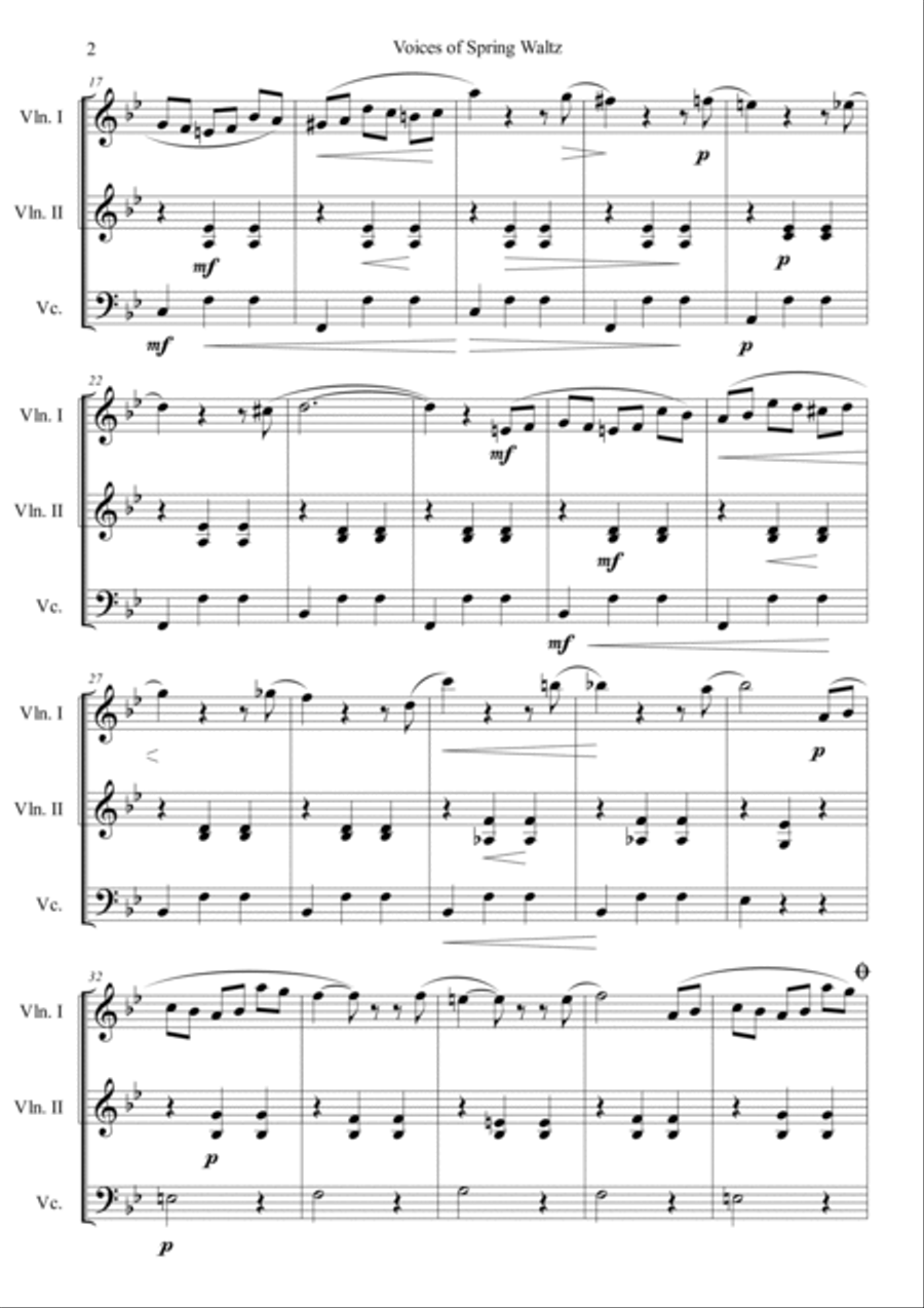 Voice of Spring Waltz Cello scores gallery preview page 2