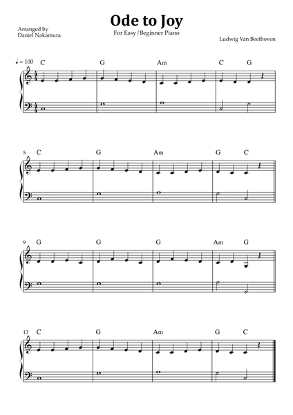 Ode to Joy (Easy/Beginner Piano) image number null