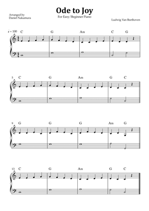 Ode to Joy (Easy/Beginner Piano)