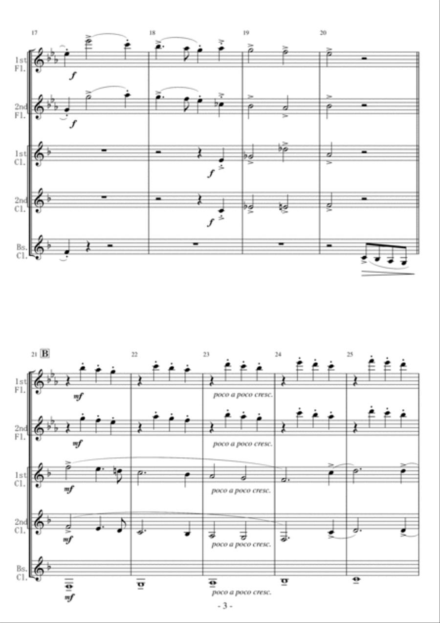<Wood wind Quintet> Joy to the World ! (Hark the glad sound ! ) Woodwind Quintet scores gallery preview page 3